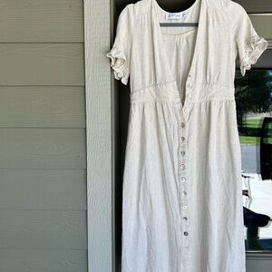 Linen Cream Textured Dress
